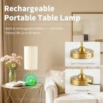Mr. White Cordless LED Table Lamp with Fabric Shade