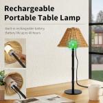 Mr. White Portable Cordless Table Lamp with Wicker Shade