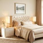 Mr. White Cordless LED Table Lamp with Fabric Shade