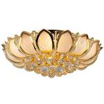 Modern Crystal Chandelier Dimmable Luxury Flush Mount LED Ceiling Lamp - Lotus Flower Shape Pendant Lighting Fixture for Living Room Bedroom (Without Remote Control)