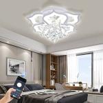 Bevenus Modern Led Ceiling Light,24w Crystal Petal Flush Mount Chandelier Ceiling Flower Lamp with Remote Control for Living Room,Bedroom,Dining Room,Hall,Etc.3+3 Heads……