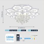 AHAWILL Modern Ceiling Light,Crystal Flush Mount LED Chandelier Ceiling Flower Lamp with Remote Control for Living Room,Bedroom,Hall,Dining Room,Etc.39.4″/120w/20 Heads…