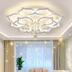 AHAWILL Modern Ceiling Light,Crystal Flush Mount LED Chandelier Ceiling Flower Lamp with Remote Control for Living Room,Bedroom,Hall,Dining Room,Etc.31.5″/72w/16 Heads…