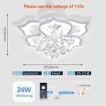Bevenus Modern Led Ceiling Light,24w Crystal Petal Flush Mount Chandelier Ceiling Flower Lamp with Remote Control for Living Room,Bedroom,Dining Room,Hall,Etc.3+3 Heads……
