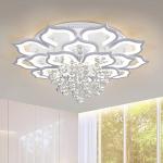 AHAWILL Modern Ceiling Light,Crystal Flush Mount LED Chandelier Ceiling Flower Lamp with Remote Control for Living Room,Bedroom,Hall,Dining Room,Etc.39.4″/120w/20 Heads…