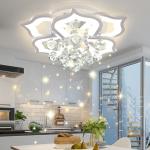 AHAWILL Modern Ceiling Light,Crystal Flush Mount LED Chandelier Ceiling Flower Lamp with Remote Controlfor Living Room,Bedroom,Hall,Dining Room,Etc.ø19.7″/24w/6 Heads…