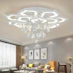 AHAWILL Modern Ceiling Light,Crystal Flush Mount LED Chandelier Ceiling Flower Lamp with Remote Control for Living Room,Bedroom,Hall,Dining Room,Etc.31.5″/72w/16 Heads…
