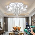 Bevenus Modern Led Ceiling Light,72w Crystal Petal Flush Mount Chandelier Ceiling Flower Lamp with Remote Control for Living Room,Bedroom,Dining Room,Hall,Etc.8+4+4 Heads………