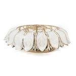 Modern Crystal Chandelier Dimmable Luxury Flush Mount LED Ceiling Lamp - Lotus Flower Shape Pendant Lighting Fixture for Living Room Bedroom (Without Remote Control)