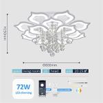 AHAWILL Modern Ceiling Light,Crystal Flush Mount LED Chandelier Ceiling Flower Lamp with Remote Control for Living Room,Bedroom,Hall,Dining Room,Etc.31.5″/72w/16 Heads…