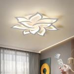 Garwarm Dimmable LED Ceiling Light, 72W Modern Acrylic Flush Mount Ceiling Lamp with Remote Control Metal Flower Shape Chandelier Lighting Fixture for Living Room Bedroom Kitchen