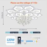 Bevenus Modern Led Ceiling Light,120w Crystal Petal Flush Mount Chandelier Ceiling Flower Lamp with Remote Control for Living Room,Bedroom,Dining Room,Hall,Etc.10+5+5 Heads……