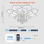 Bevenus Modern Led Ceiling Light,72w Crystal Petal Flush Mount Chandelier Ceiling Flower Lamp with Remote Control for Living Room,Bedroom,Dining Room,Hall,Etc.8+4+4 Heads………