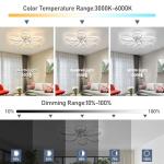 HLILCEH 26inch Modern LED Ceiling Light, 6 Rings Flower Flush Mount Light Fixture with Remote Control Chrome Dimmable Ceiling Lamp for Living Room, Bedroom, Dining Room, Hallway, Kitchen