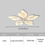 Garwarm Modern Ceiling Light,23.6” Dimmable LED Chandelier Flush Mount Ceiling Lights,Remote Control Acrylic Leaf White Lamp Fixture for Living Room Dining Room Bedroom 60W