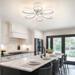 HLILCEH 26inch Modern LED Ceiling Light, 6 Rings Flower Flush Mount Light Fixture with Remote Control Chrome Dimmable Ceiling Lamp for Living Room, Bedroom, Dining Room, Hallway, Kitchen