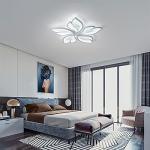 Garwarm Modern Ceiling Light,23.6” Dimmable LED Chandelier Flush Mount Ceiling Lights,Remote Control Acrylic Leaf White Lamp Fixture for Living Room Dining Room Bedroom 60W