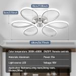 HLILCEH 26inch Modern LED Ceiling Light, 6 Rings Flower Flush Mount Light Fixture with Remote Control Chrome Dimmable Ceiling Lamp for Living Room, Bedroom, Dining Room, Hallway, Kitchen