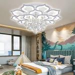 Bevenus Modern Led Ceiling Light,120w Crystal Petal Flush Mount Chandelier Ceiling Flower Lamp with Remote Control for Living Room,Bedroom,Dining Room,Hall,Etc.10+5+5 Heads……