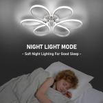 HLILCEH 26inch Modern LED Ceiling Light, 6 Rings Flower Flush Mount Light Fixture with Remote Control Chrome Dimmable Ceiling Lamp for Living Room, Bedroom, Dining Room, Hallway, Kitchen