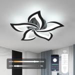 Goeco Modern Flower Flush Mount Ceiling Light with Remote Control, 3000K-6500K LED Dimmable 5-Petals Black Ceiling Light for Living Room, Kitchen, Dining Room, Bedroom