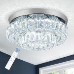 HongnuoFc 11.8" LED Chandelier 2-Layer Crystal Ceiling Light Fixture with Remote Control Flush Mount Chandelier Light for Hallway Bedroom Living Room Kitchen Foyer(dimmable)