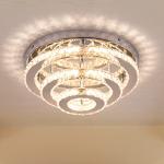 YPQXYHDA Modern Crystal Chandelier Round LED Ceiling Light Flush Mount Crystal Chandeliers for Dining Room Bedrooms Living Room, 42W, 3000 K Warm White