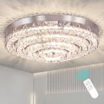 Modern LED Chandelier Flush Mount with Remote Control Dimmable Four Rings Ceiling Lamp Round Ceiling Lihgt Fixture for Bedroom Living Room Dining Room