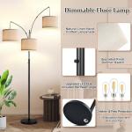 Dimmable Arc Floor Lamp with Beige Shades
