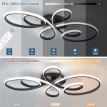 HLILCEH 66W Modern LED Ceiling Light, Flower Flush Mount Light Fixture with Remote Control Black Dimmable Ceiling Lamp for Living Room, Bedroom, Dining Room, Hallway, Kitchen