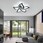 Goeco Modern Flower Flush Mount Ceiling Light with Remote Control, 3000K-6500K LED Dimmable 5-Petals Black Ceiling Light for Living Room, Kitchen, Dining Room, Bedroom