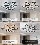 MEIXISUE Ceiling Light Fixture Modern Black LED Flower Light Fixtures Ceiling Mount with Remote Control for Living Room, Bedroom, Kitchen, Dimmable W31.5