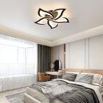 Goeco Modern Flower Flush Mount Ceiling Light with Remote Control, 3000K-6500K LED Dimmable 5-Petals Black Ceiling Light for Living Room, Kitchen, Dining Room, Bedroom