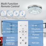 HongnuoFc 11.8" LED Chandelier 2-Layer Crystal Ceiling Light Fixture with Remote Control Flush Mount Chandelier Light for Hallway Bedroom Living Room Kitchen Foyer(dimmable)