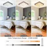 Cainjiazh Crystal Chandeliers Crystal LED Ceiling Light 11.8" Square Flush Mount Modern Chandelier Ceiling Lights Fixtures for Bedroom Dining Room Hallway Dimmable by Remote Control