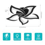 Goeco Modern Flower Flush Mount Ceiling Light with Remote Control, 3000K-6500K LED Dimmable 5-Petals Black Ceiling Light for Living Room, Kitchen, Dining Room, Bedroom