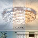 Modern LED Chandelier Flush Mount with Remote Control Dimmable Four Rings Ceiling Lamp Round Ceiling Lihgt Fixture for Bedroom Living Room Dining Room