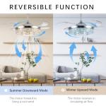 SAMPHON 42" Retractable Ceiling Fans with Lights, Crystal Chandelier Ceiling Fan with Remote & APP Control, Modern Dimmable LED Fandelier for Living Room, Dinning Room, Bedroom (Silver)