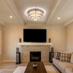 YPQXYHDA Modern Crystal Chandelier Round LED Ceiling Light Flush Mount Crystal Chandeliers for Dining Room Bedrooms Living Room, 42W, 3000 K Warm White