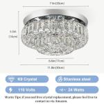 HongnuoFc 11.8" LED Chandelier 2-Layer Crystal Ceiling Light Fixture with Remote Control Flush Mount Chandelier Light for Hallway Bedroom Living Room Kitchen Foyer(dimmable)