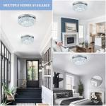 HongnuoFc 11.8" LED Chandelier 2-Layer Crystal Ceiling Light Fixture with Remote Control Flush Mount Chandelier Light for Hallway Bedroom Living Room Kitchen Foyer(dimmable)