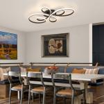 HLILCEH 66W Modern LED Ceiling Light, Flower Flush Mount Light Fixture with Remote Control Black Dimmable Ceiling Lamp for Living Room, Bedroom, Dining Room, Hallway, Kitchen