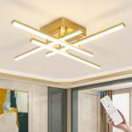 CANEOE Modern Ceiling Light Fixture, Gold Dimmable Close to Ceiling Light with Remote Control,Sputnik Flush Mount Ceiling Lamp for Bedroom Living Room Kitchen Modern Chandelier Light Fixture Ceiling