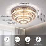 YPQXYHDA Modern Crystal Chandelier Round LED Ceiling Light Flush Mount Crystal Chandeliers for Dining Room Bedrooms Living Room, 42W, 3000 K Warm White