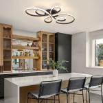 HLILCEH 66W Modern LED Ceiling Light, Flower Flush Mount Light Fixture with Remote Control Black Dimmable Ceiling Lamp for Living Room, Bedroom, Dining Room, Hallway, Kitchen