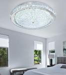 AFQEJG 19.6" Modern Crystal Chandelier Dimmable LED Flush Mount Ceiling Light with Remote Control for Living Room Dining Room Bedroom Hallway Foyer Silver