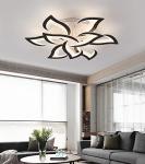 MEIXISUE Ceiling Light Fixture Modern Black LED Flower Light Fixtures Ceiling Mount with Remote Control for Living Room, Bedroom, Kitchen, Dimmable W31.5