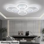 Shine LUEST Modern LED Ceiling Light, Dimmable LED Chandelier Flush Mount Ceiling Lights, Remote Control Acrylic Ring Ceiling Lamp Fixture for Living Room Dining Room Bedroom (White, 8 Rings)