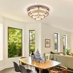 YPQXYHDA Modern Crystal Chandelier Round LED Ceiling Light Flush Mount Crystal Chandeliers for Dining Room Bedrooms Living Room, 42W, 3000 K Warm White