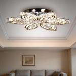 CLAIRDAI 20" Modern Crystal Ceiling Light Led Flush Mount Chandelier Flower Light Fixture Close to Ceiling Light for Bedroom Living Room Dining Kitchen (Multi-Color)